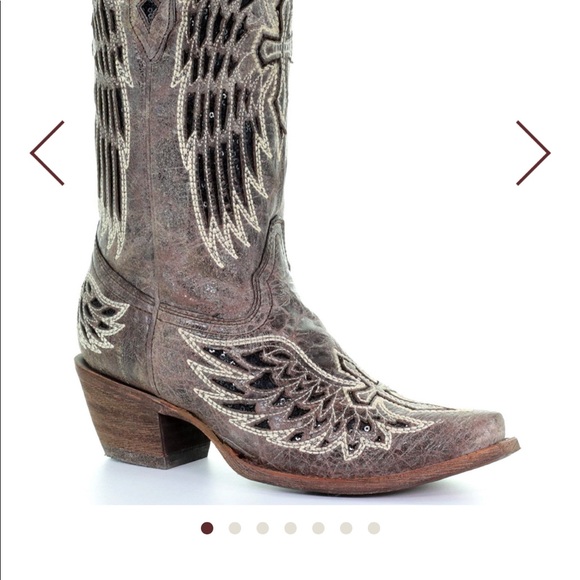 Corral Black Sequin Inlay Cross & Wing Snip toe - Picture 3 of 6
